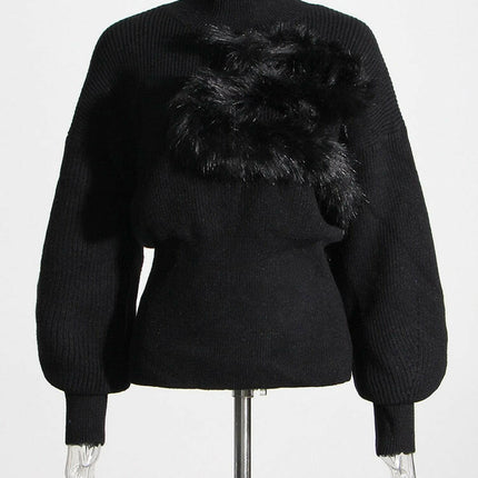 Grozavu's Stand Collar Feather Knit Sweater: Minimalist Style at €72.99