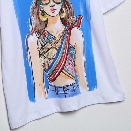 Tricou cu imprimeu frumos în stil de stradă