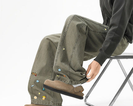 Pantalones Cargo Divertidos Estilo Unisex Tendencia Holgados de Pierna Ancha Casual de Calle Larga