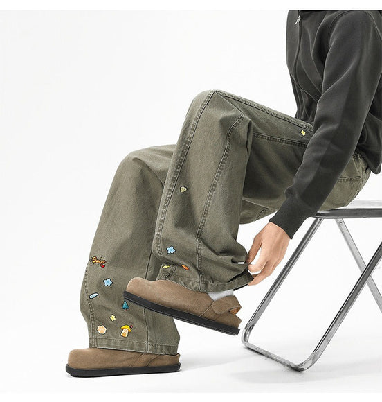 Pantalons cargo imprimés amusants style unisexe tendance larges jambes décontractés longs