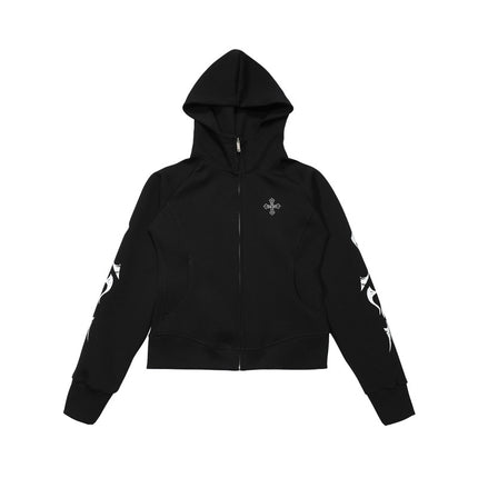 Vintage Gothic Zip-Up Hoodie – Slim Fit Streetwear