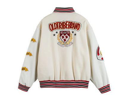 Veste de baseball en cuir avec écusson en patchwork de lettres de marque