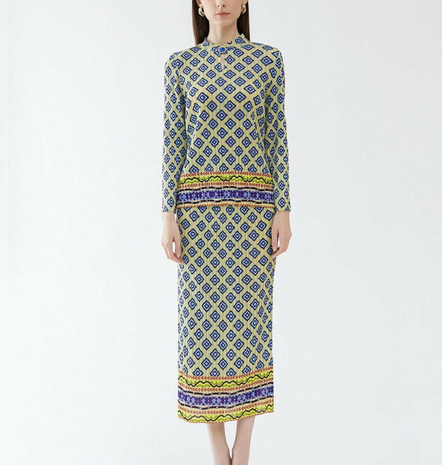 Grozavu Chic: Vintage Printed Skirt Set - Spring Causal at €99.12