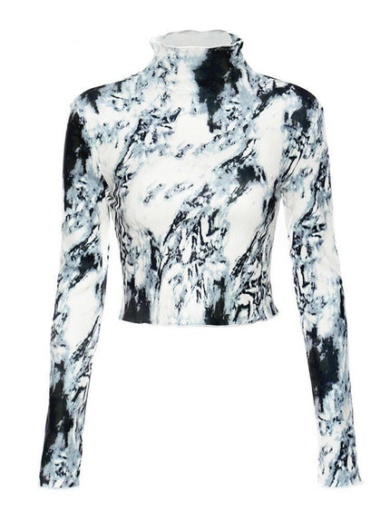 Grozavu's Tie Dye Turtleneck Long Sleeve Top: Fashionable Women's Wear at €58.99