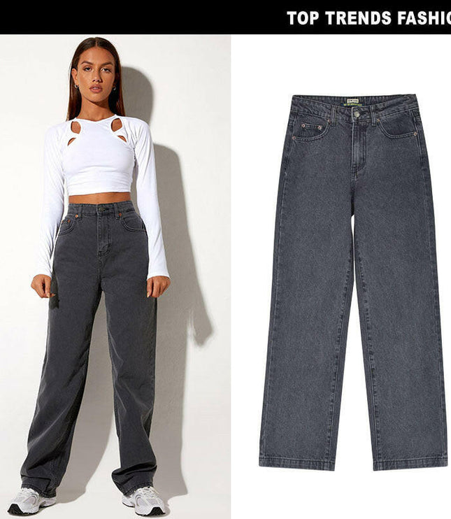 Rock Your Style: High Waist Gray Denim Trousers, Perfect with Hot Girl Jeans!