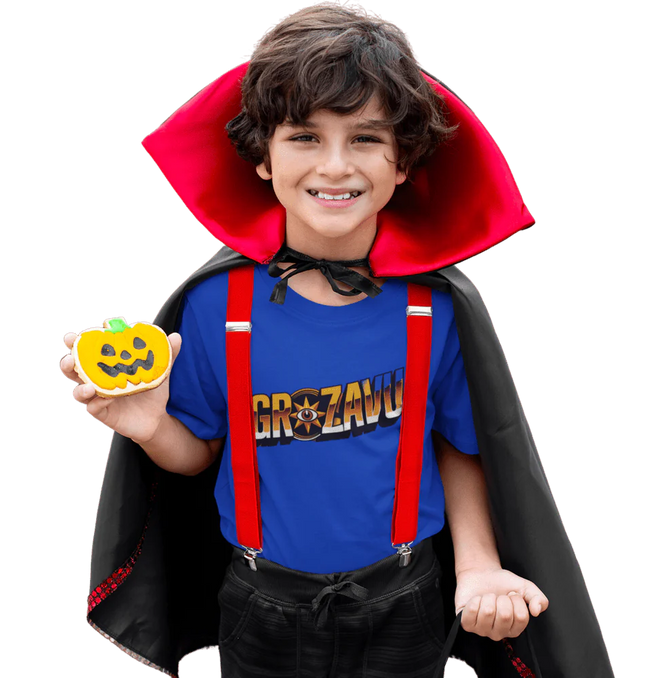 A Halloween T-shirt for boys with a fright night design, offering a spooky look and a comfortable fit for Halloween celebrations.