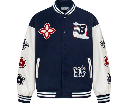 Street Style PU-Leder Ärmel Patchwork Baseballjacke