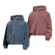 Woolen Collar Cotton Jacket With Fleece