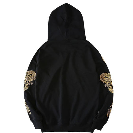 Grozavu Retro Dragon-Embroidered Hooded Sweatshirt at €59.00