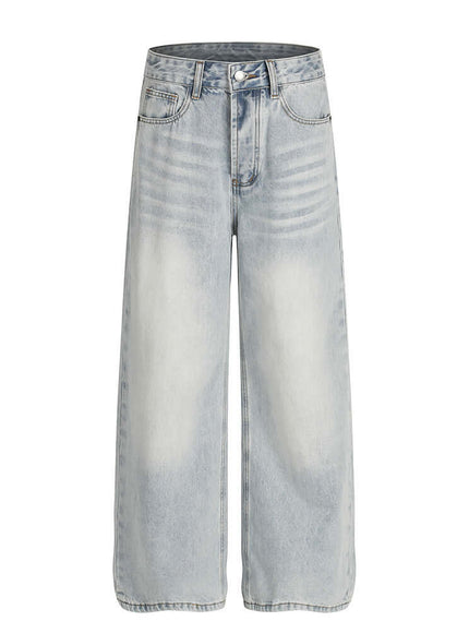 Light Blue denim jeans, distressed pants with Grozavu logo