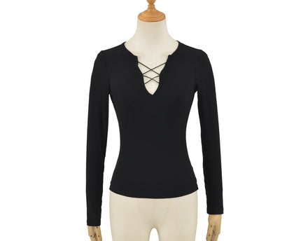 Tricou cu mâneci lungi și decolteu în V pentru femei