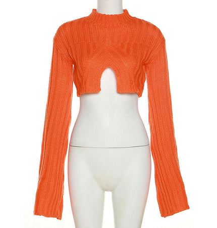 Grozavu Chic: Y2K Knit Sweater Crop Top