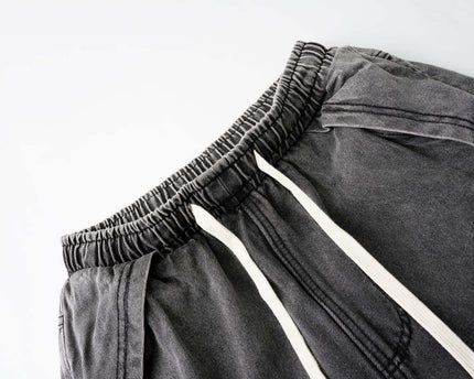 Retro Washed Distressed Patchwork Whisker Denim Pants