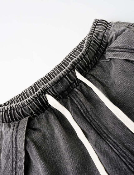 Retro Washed Distressed Patchwork Whisker Denim Pants