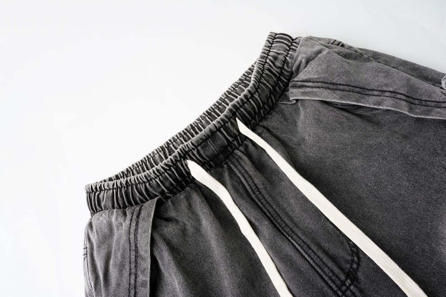 Retro Washed Distressed Patchwork Whisker Denim Pants