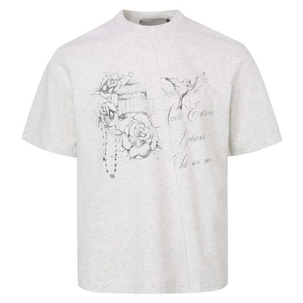 Camiseta Impresa de Hombro Caído – Corte Suelto