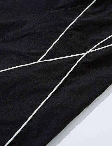 Tape Decorated Casual Pants Loose Wide Leg Trousers Men's Street Trendy Design Sporty Pleated Drape Long Pants