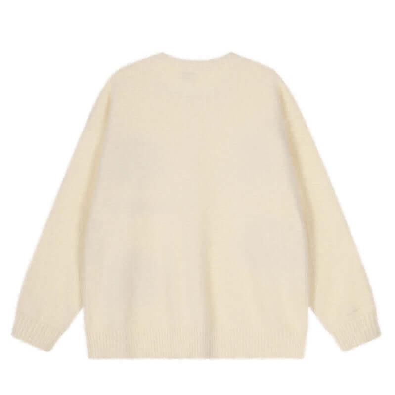 Apricot floral knit heavy cardigan with Grozavu logo