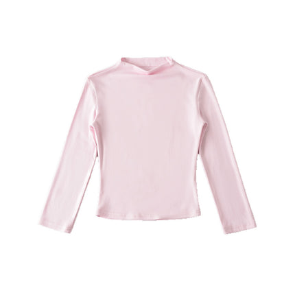 Top de media altura con cuello alto y mangas tres cuartos