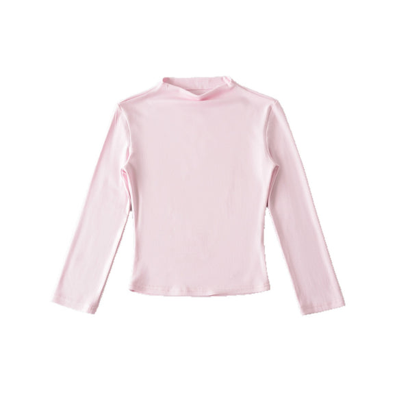 Top de media altura con cuello alto y mangas tres cuartos