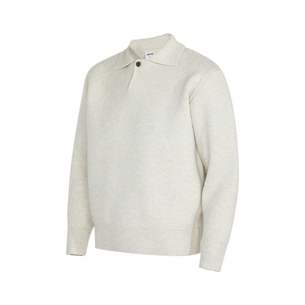 Notch Lapel Knit Sweater - Loose Fit