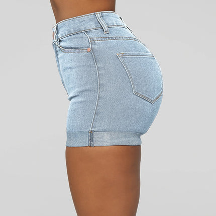 Fashionable Minimalist Elastic Denim Shorts for Women at €29.00