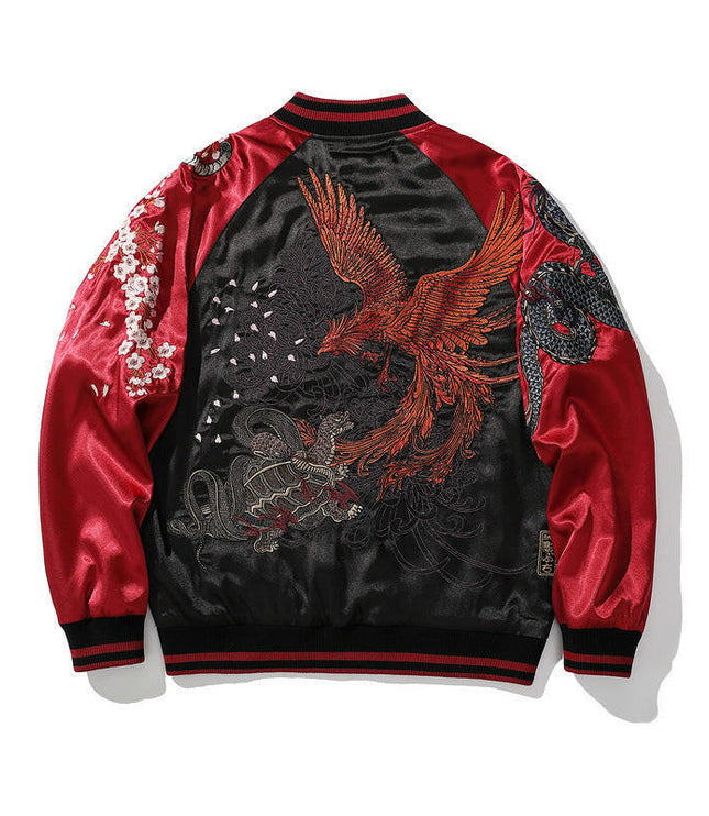 GrozavuMythical Beasts Embroidered Cotton Coat for Men