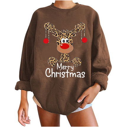 Merry Christmas Deer Print Sweatshirt