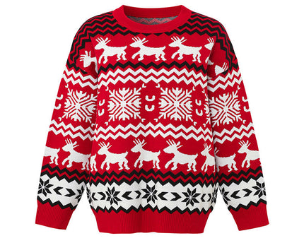 Festlicher Rentier Weihnachts-Pullover – Rot