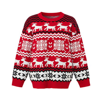 Festlicher Rentier Weihnachts-Pullover – Rot