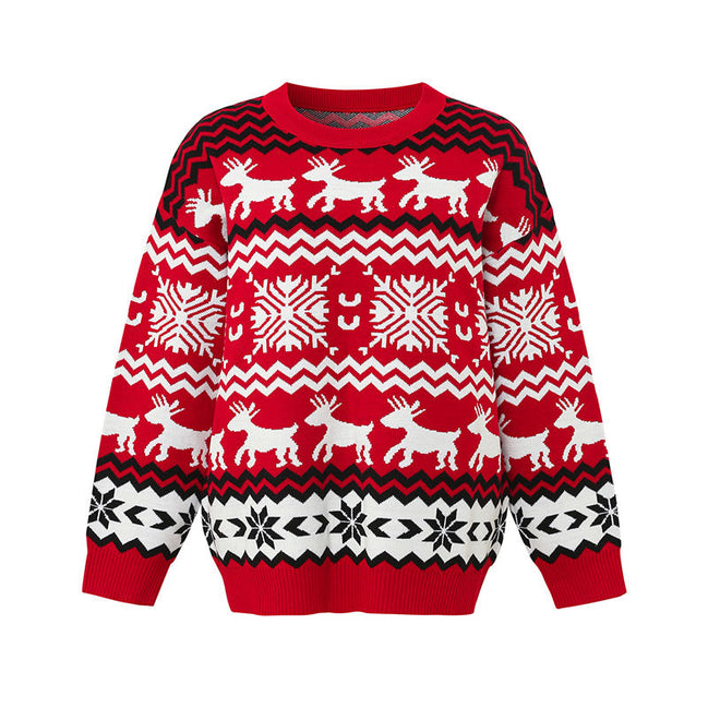 Festive Reindeer Christmas Sweater – Red