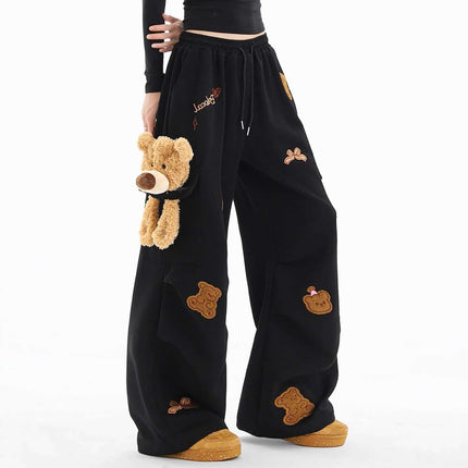 Embroidered Bear Cargo Sweatpants