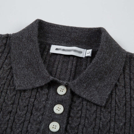 Suéter de punto con cuello tipo polo – Ajustado