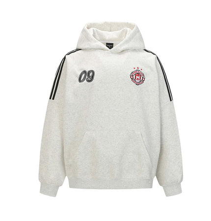 Casual Pullover Sports Hoodie - Relaxed Fit in gray with logo and sporty design, perfect for everyday wear.