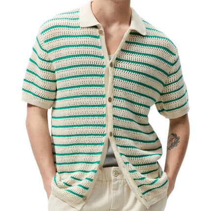 Striped Woolen Polo - Casual Knit Shirt at €39.00