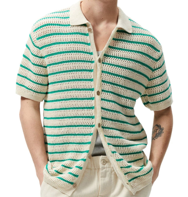 Striped Woolen Polo - Casual Knit Shirt at €39.00