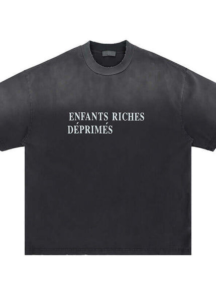 Model wearing Gray faded drop shoulder tee by Grozavu