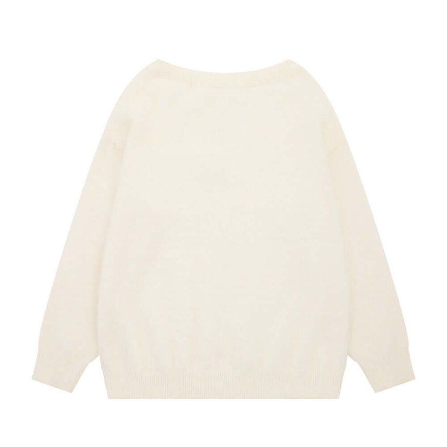 Apricot hello kitty print round sweater with Grozavu logo