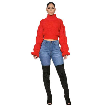 Elegance Redefined: Grozavu's Slim Crop Top Sweater for Women! at €37.99