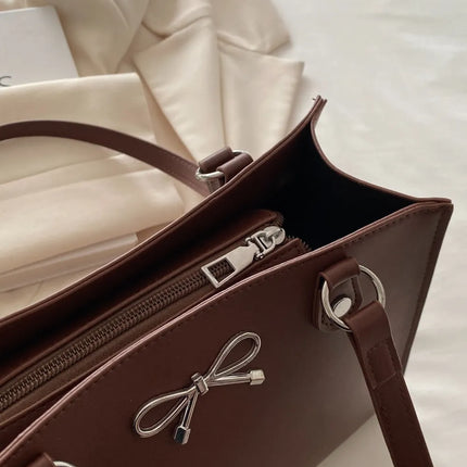 Bow PU Leather Shoulder Bag