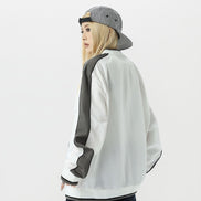 Camisa de Manga Larga con Cuello en V Deportiva Impermeable Negra Blanca