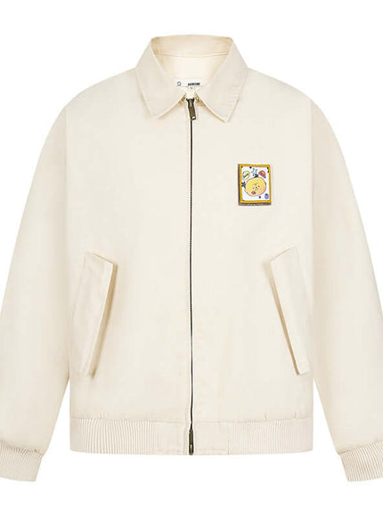 Apricot cropped tailored jacket with Grozavu logo