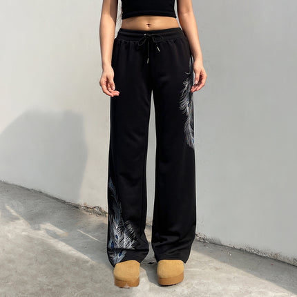 Black sport comfortable versatile casual pants for women