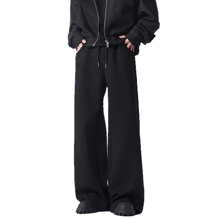 Oversized Winter Casual Long Pants in black, featuring a relaxed fit and modern street style for winter comfort.