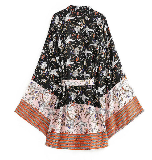 Bohemian Holiday Chic: Rayon Cotton Crane Kimono Cardigan! at €39.99