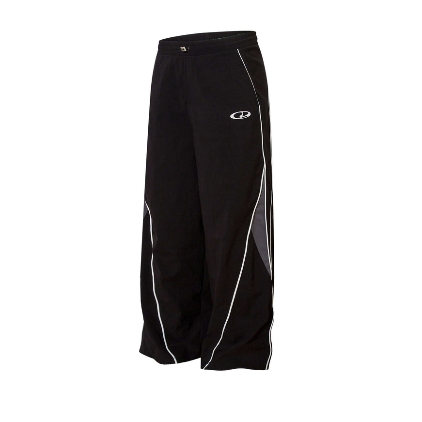 Black patchwork technical cargo pants with Grozavu logo