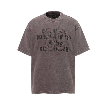 Retro waffle washed pure cotton loose T-shirt