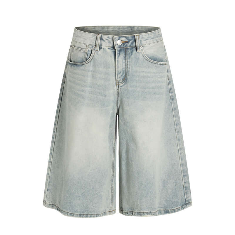 Front view of Denim Shorts End Pants - Grozavu brand streetwear