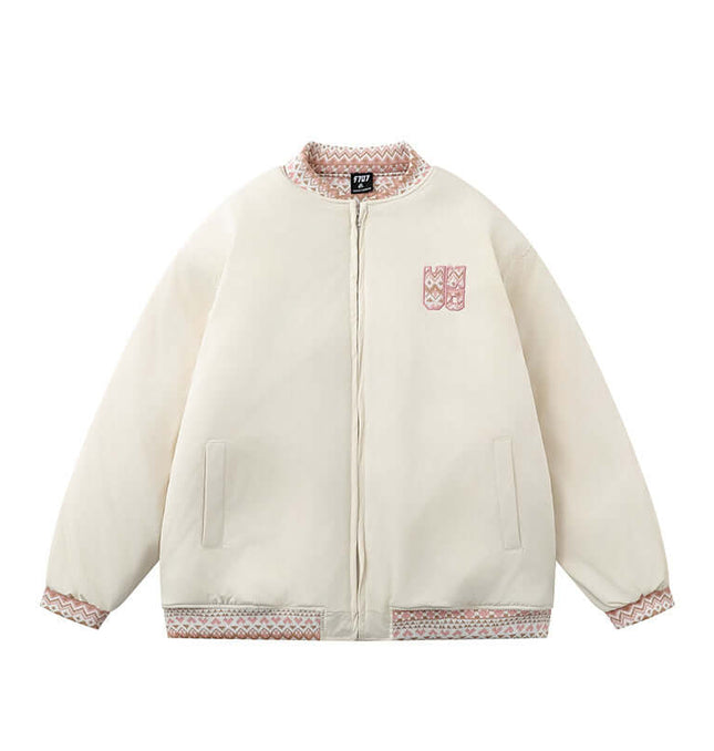 Front view of Cotton Jacket Paneled Spliced - Grozavu brand streetwear