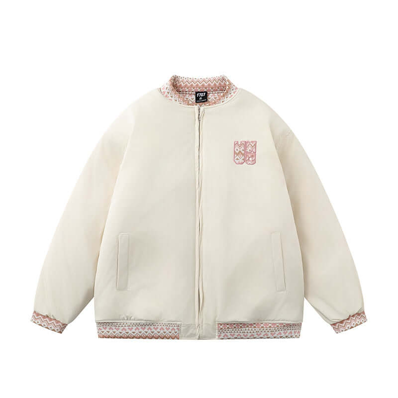 Front view of Cotton Jacket Paneled Spliced - Grozavu brand streetwear